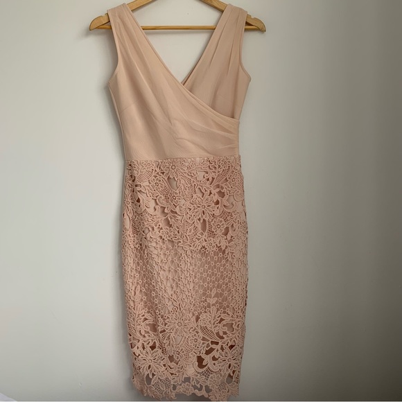 Lipsy London - Designer Pink Lace Detail Bodycon Dress - Picture 11 of 13